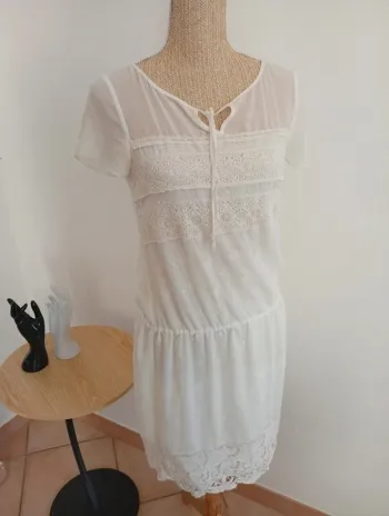 Robe blanche 36 cocktail été Massimo Dutti 86cm