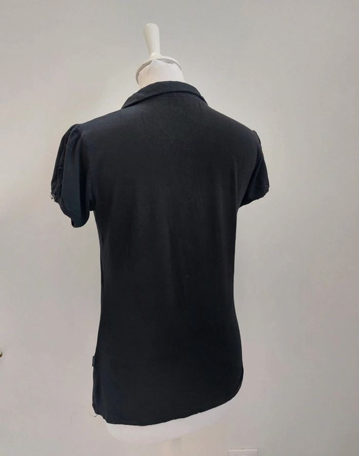 T-shirt col chemise manches courtes à boutons strass taille M - photo numéro 3
