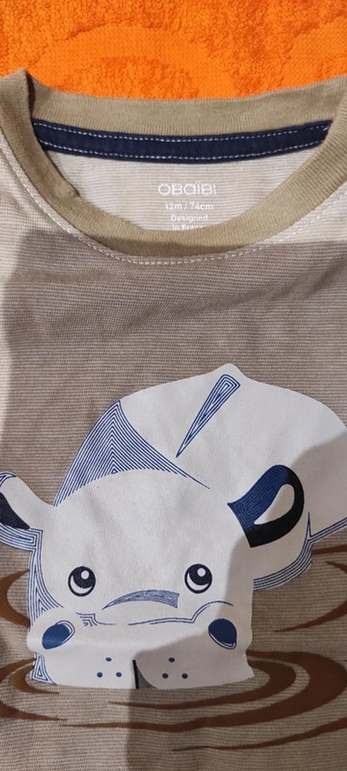 Tee-shirt manches courtes Obaibi 12 mois 74 cm - photo numéro 2