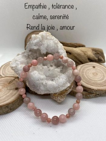 Bracelet rhodocrosite , aventurine rose et opale rose 18 cm , lithothérapie