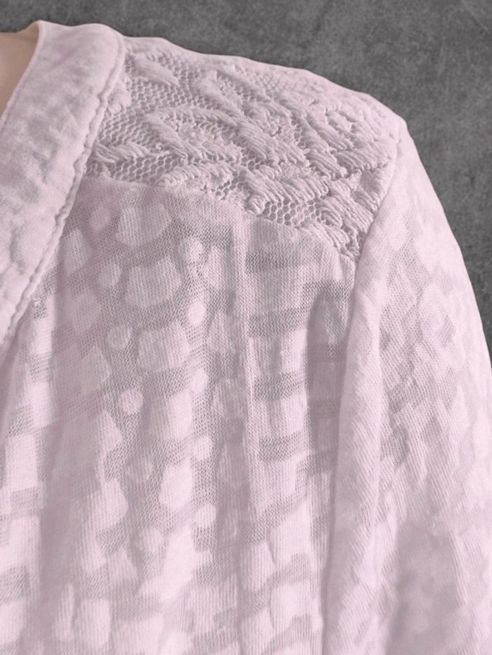 Chemisier col V rose pastel dentelle vintage / Street One - 38/M - photo numéro 5