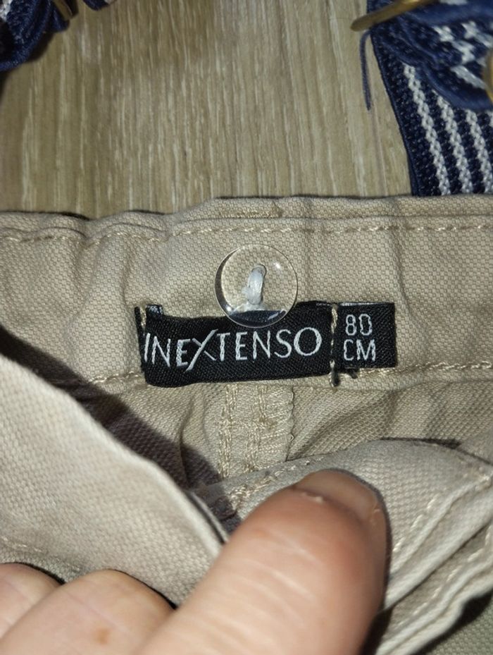 Jean beige avec bretelles réglable largeur hauteur garçon 12 mois In Extenso - photo numéro 3