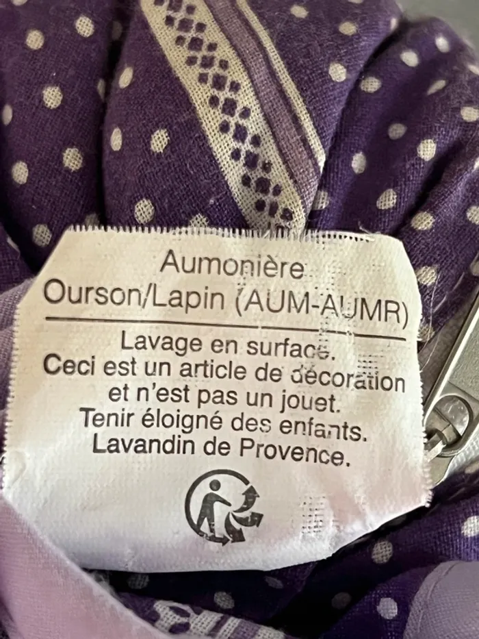 Lot de 2 aumônières lavande lapin et ourson porte clé Esprit Provence - photo numéro 5