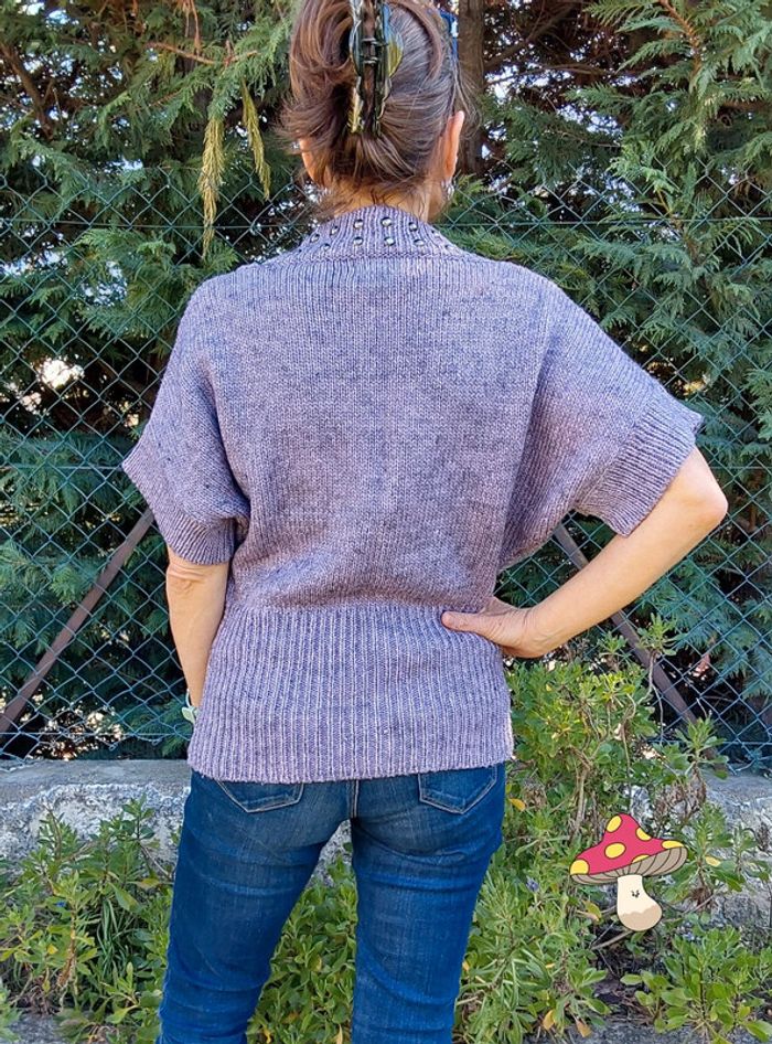 Pull laine vintage shabby fairycore romantique parme lila T unique - photo numéro 5