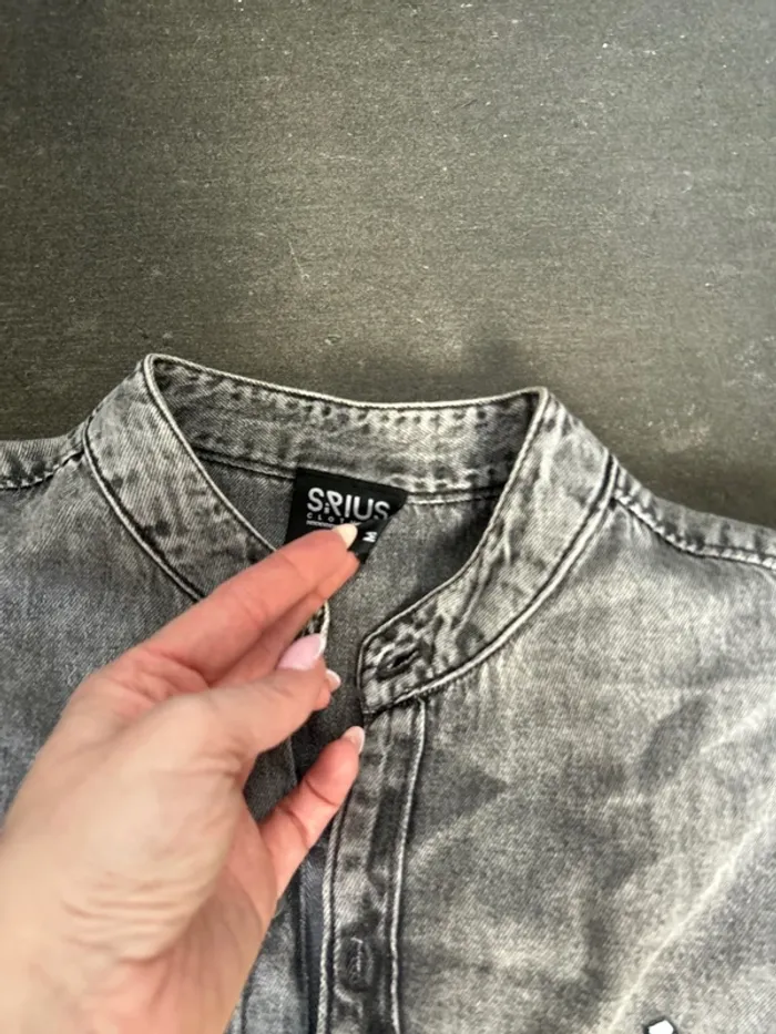 Chemise homme manches longues jeans gris M - photo numéro 3