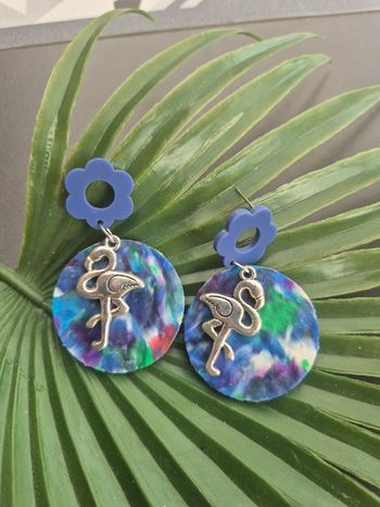 Boucles d’oreilles "Flamant Rose & Recyclage"