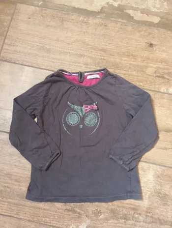 Tee shirt chemise manches longues Fille 6 ans Hibou chouette Okaïdi