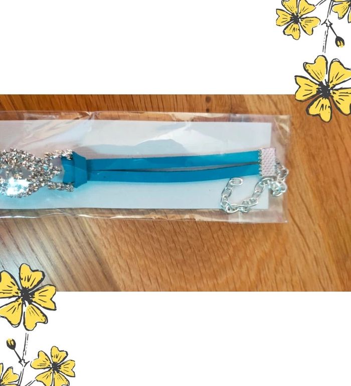 Bracelet simili cuir turquoise avec œil en strass – Neuf & scintillant - photo numéro 7
