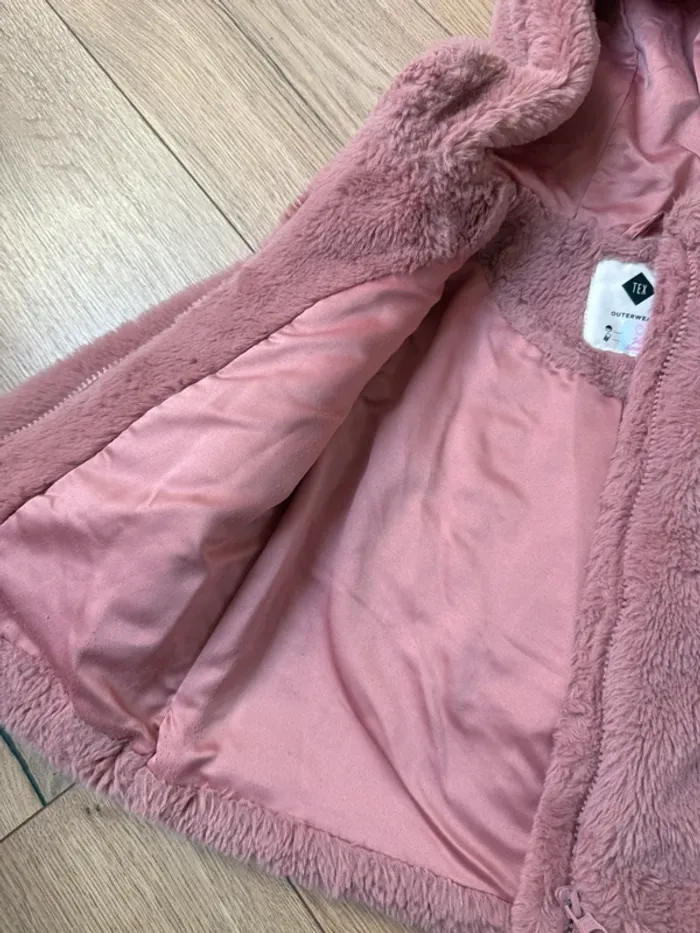 Veste fourrure « vieux rose » pour fille 3/4 ans TEX - photo numéro 6