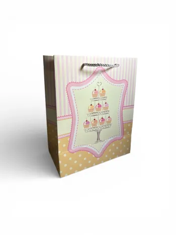 Sac cadeau anniversaire motif gâteau 18 x 23 x 10 cm Neuf