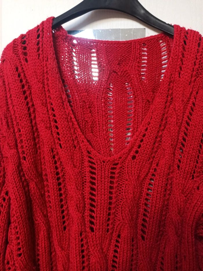 Pull rouge tricot - photo numéro 2