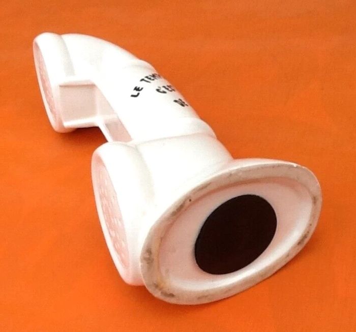 Tirelire Combiné téléphone " Le temps c' est de l' argent " Céramique blanche - photo numéro 2