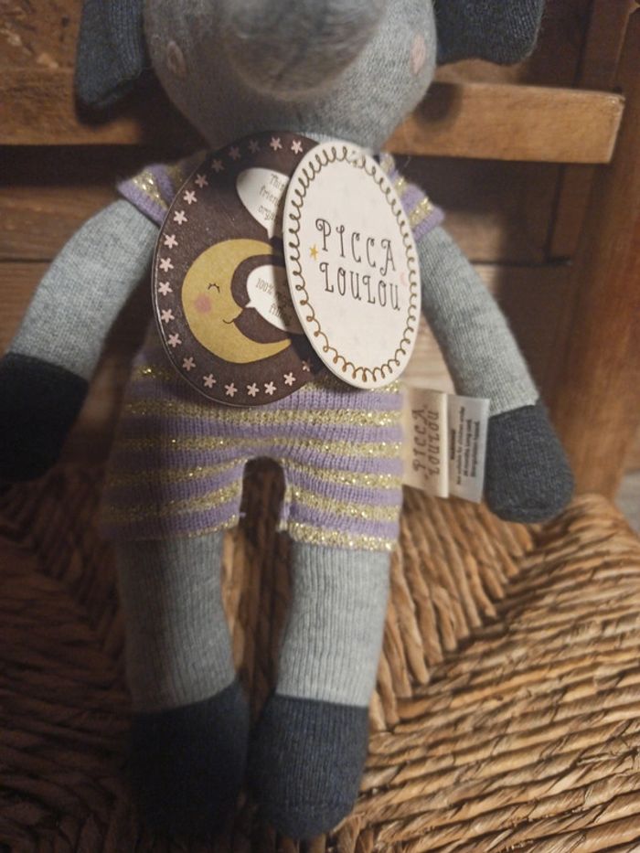 Peluche éléphant Elliot picca loulou neuf - photo numéro 4