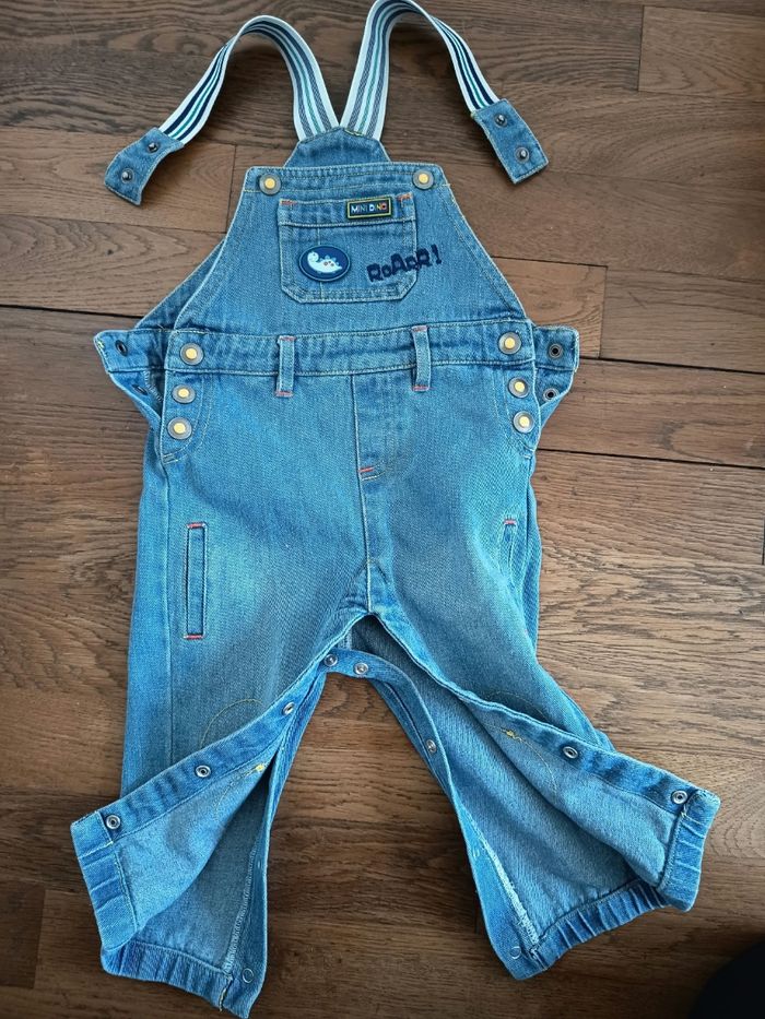 Ensemble salopette en jean et tee short 18 mois - photo numéro 3