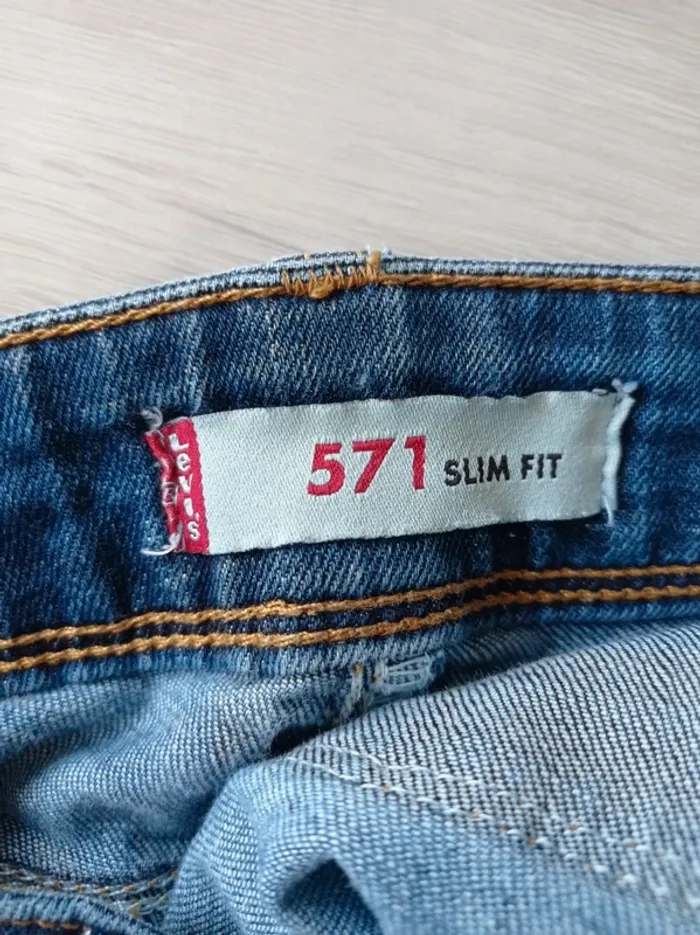 Jean's bleu et rouge custom 571 slim fit Levi's - photo numéro 5