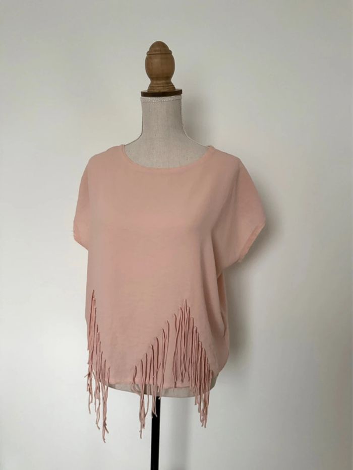 T-shirt haut Zara top maillot camisa S blusa Blouse chemise camicia overhemd folder rose - photo numéro 3