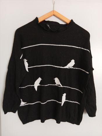 Pull noir hirondelles t36 Zara