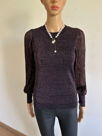Pull violet pailleté à manches longues Morgan taille XS comme neuf 