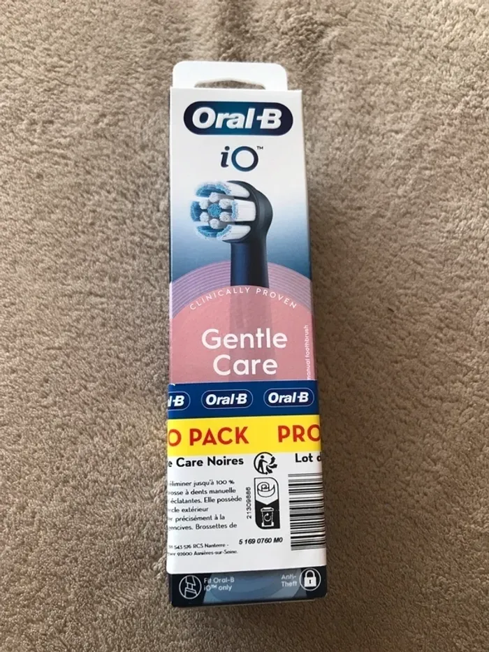 Neuf lot de 6 brossettes oral b io gentle care noires  Jamais ouvert
