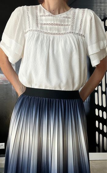 Blouse ample avec dentelle écrue Abi