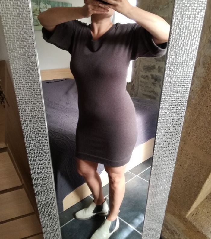 Robe pull taupe M