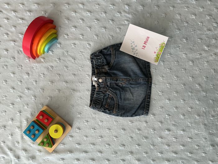 jupe en jean bleu taille élastique 18 mois kitchoun - photo numéro 2
