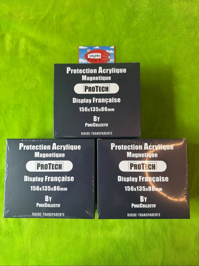Lot de 3 Protections Acrylique Display Française Aimentée Magnétique Protech Pokémon Neuf et Scellé