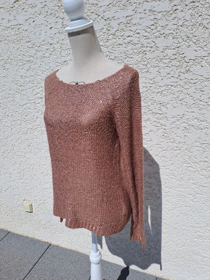 Pull en maille avec sequins marron camel Tissaia t. L - photo numéro 2