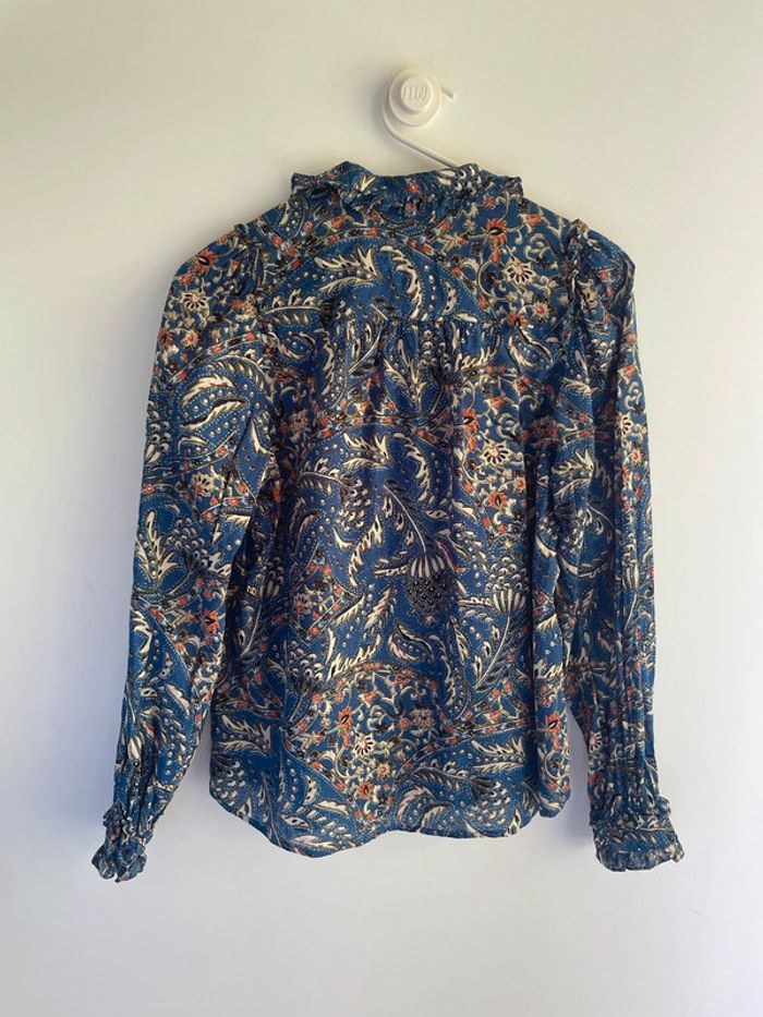 Chemise fleurie bleue à volants Sézane - photo numéro 6