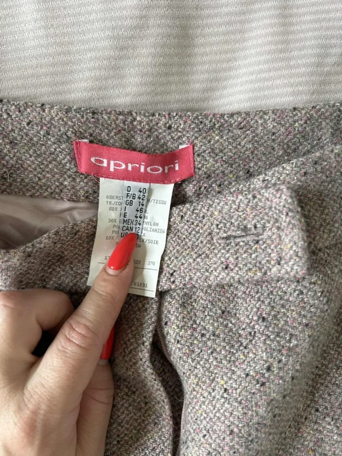 Pantalon droit en tweed - Apriori gris rose taille 44 - photo numéro 3
