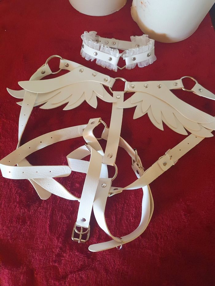 Ceinture de corps blanche ailes festival bondage costume - photo numéro 4