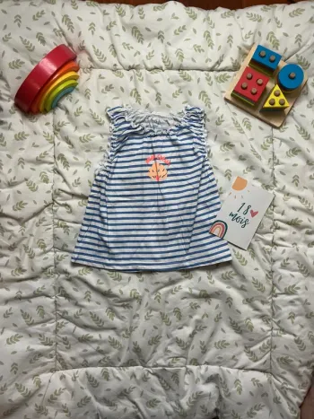 teeshirt manches courtes rayé bleu et blanc 18 mois kimbaloo