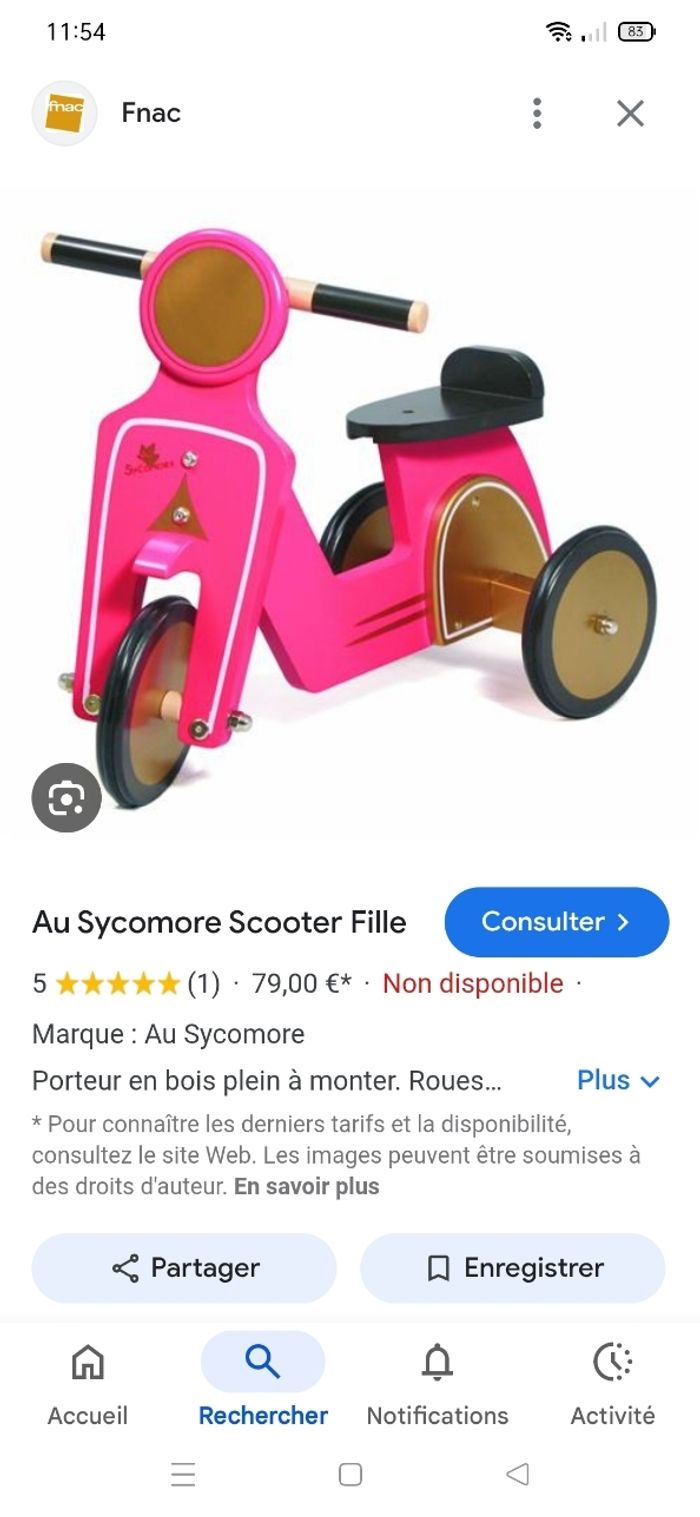 Draisienne scooter rose en bois - Au Sycomore - photo numéro 10