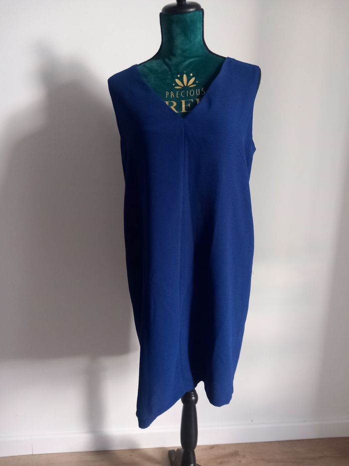 Robe bleue canard col en V Mango