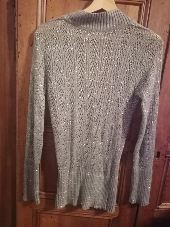 Pull coton col V plongeant femme S - photo numéro 4