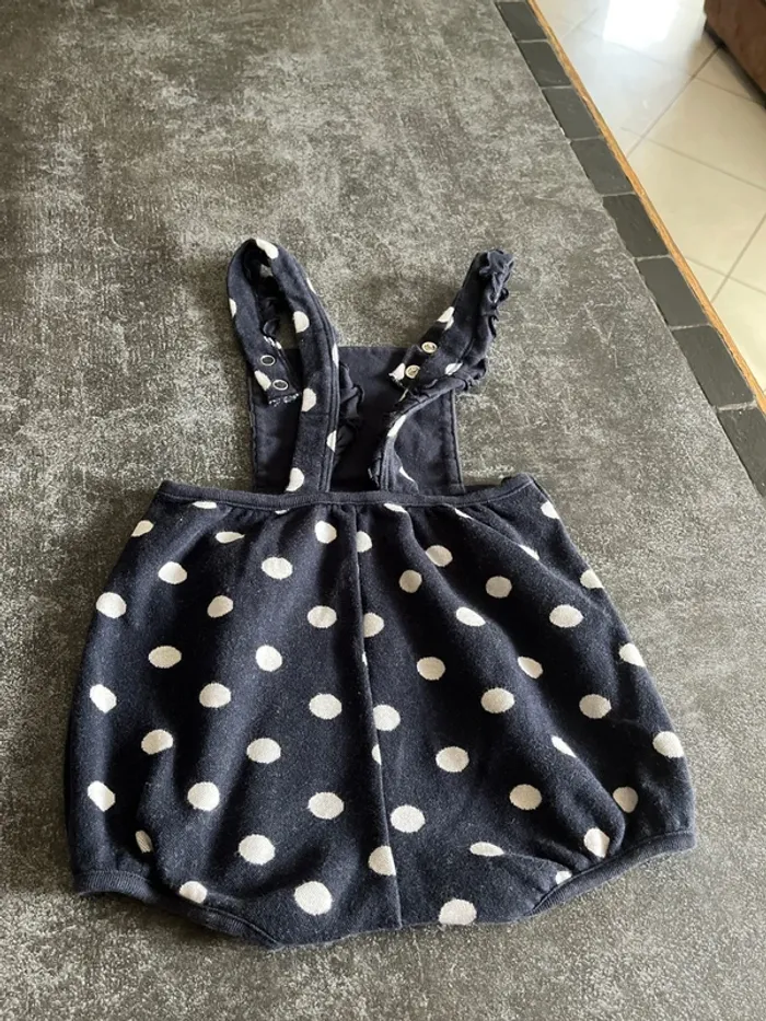 Salopette marine pois blanc 12 mois petit bateau - photo numéro 2