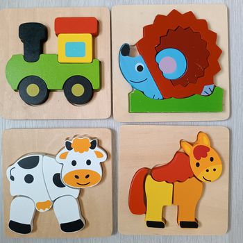 Lot de 4 puzzles ferme en bois 5/6 pièces