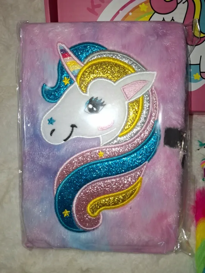 Journal d'écriture et bic 6 couleurs Licorne - photo numéro 2