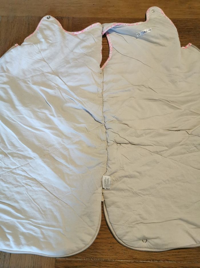 Doudounette gigoteuse turbulette grise rose lapin à pois 0/6 mois - photo numéro 3