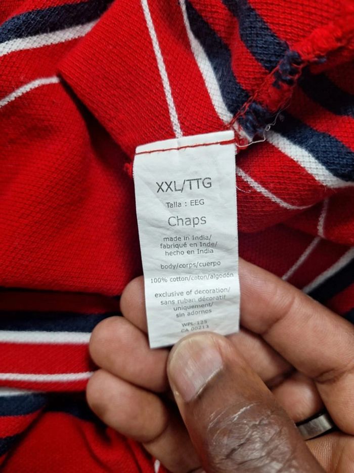 polo manche courte chaps rouge a rayures - taille 2XL - brodé (465) - photo numéro 8