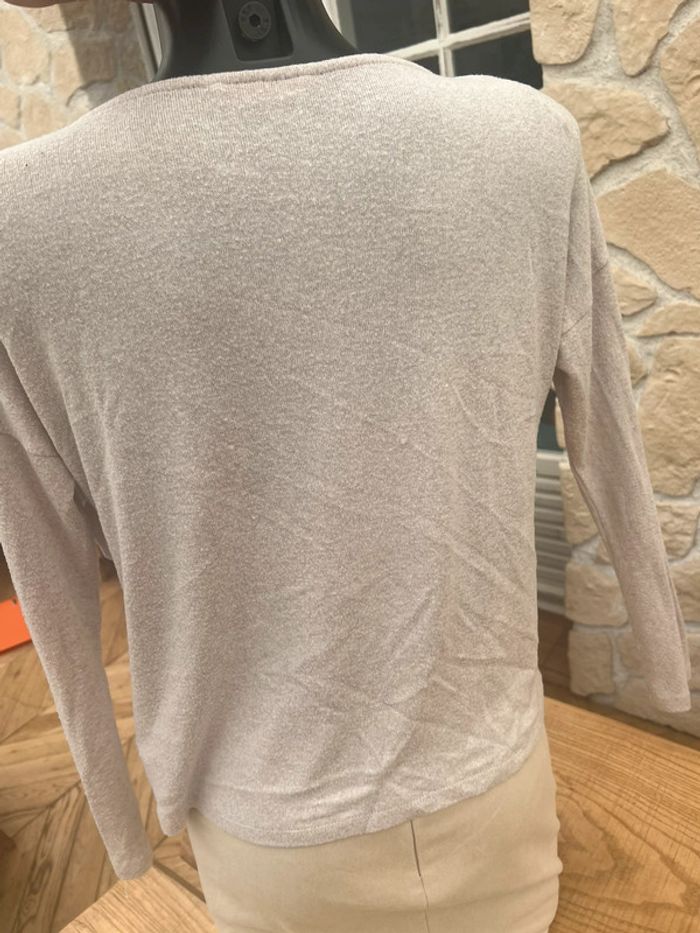 Pull femme camaïeu taille S M 36 38 beige à volant - photo numéro 4
