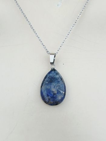 Collier en acier inoxydable Pendentif en pierre naturelle de soladite 