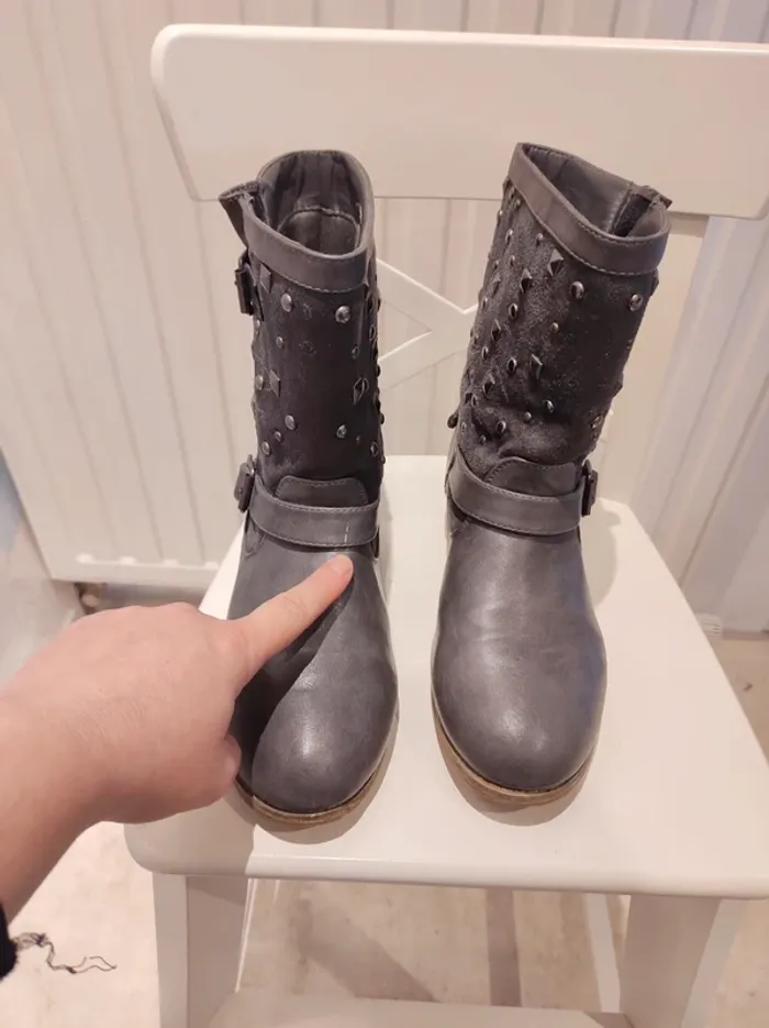 Bottines femme T37 grises - photo numéro 3