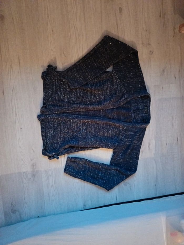 Gilet fille 14 ans in extenso tbe bleu marine paillete - photo numéro 4