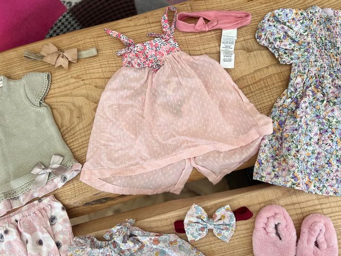 Lot vêtements fille 12 mois été liberty Lola palacios Zara ensemble complète fille - photo numéro 5