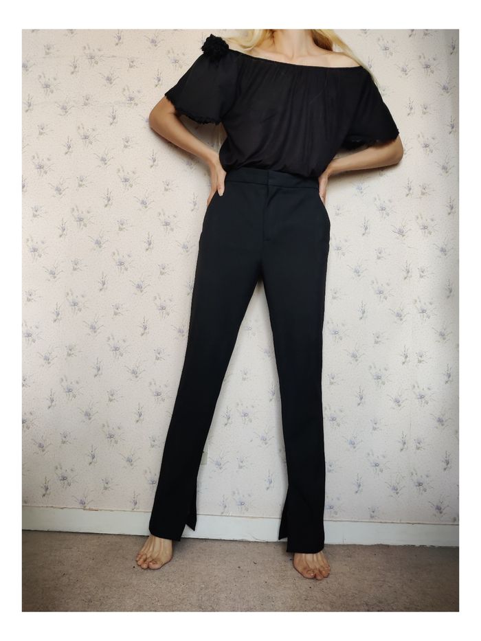Pantalon noir taille S/36 Zara fendu style chic - photo numéro 7
