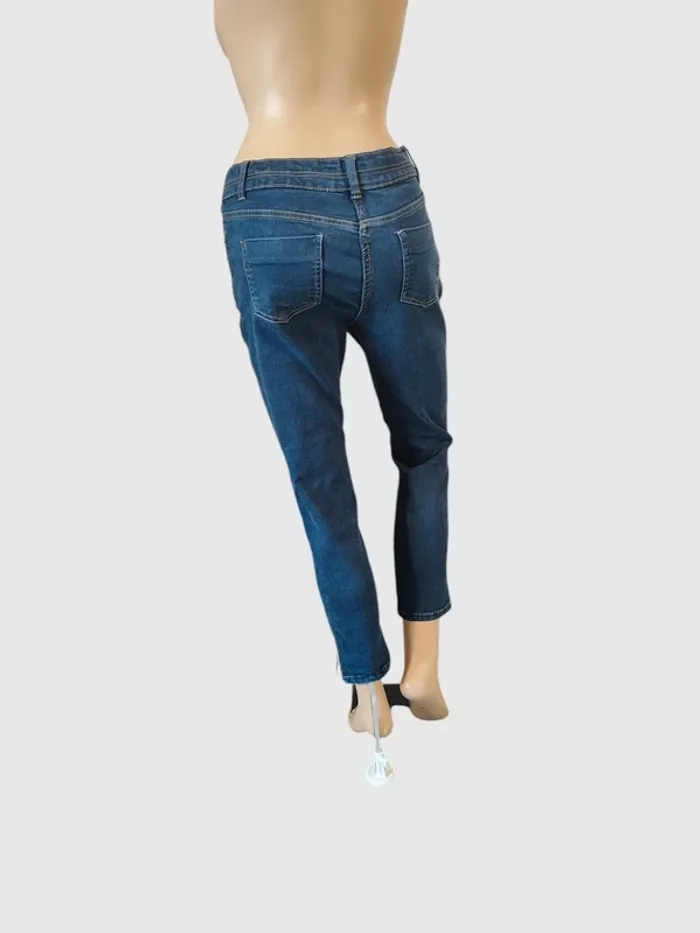 Jean RIU Droit Bleu, Taille 38 - Détails Zip Tendance ! - photo numéro 4