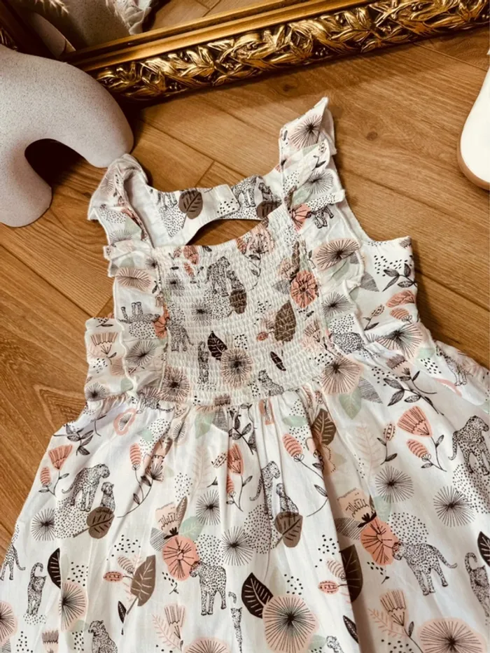 Taille 5 ans tenue 2 pièces fille Orchestra Kiabi blanc gris corail * fleurs * 🌷 - photo numéro 2