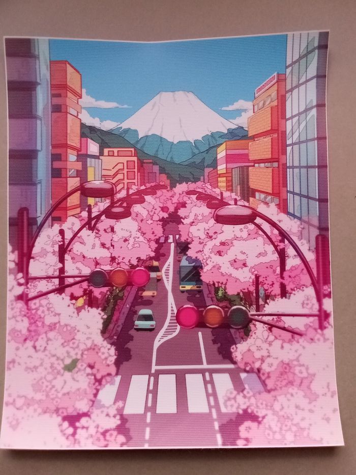 AFFICHE POSTER TOILE INFÉRIEURE A4 JAPON MONT FUJI FLEURS DE CERISIER SAKURA