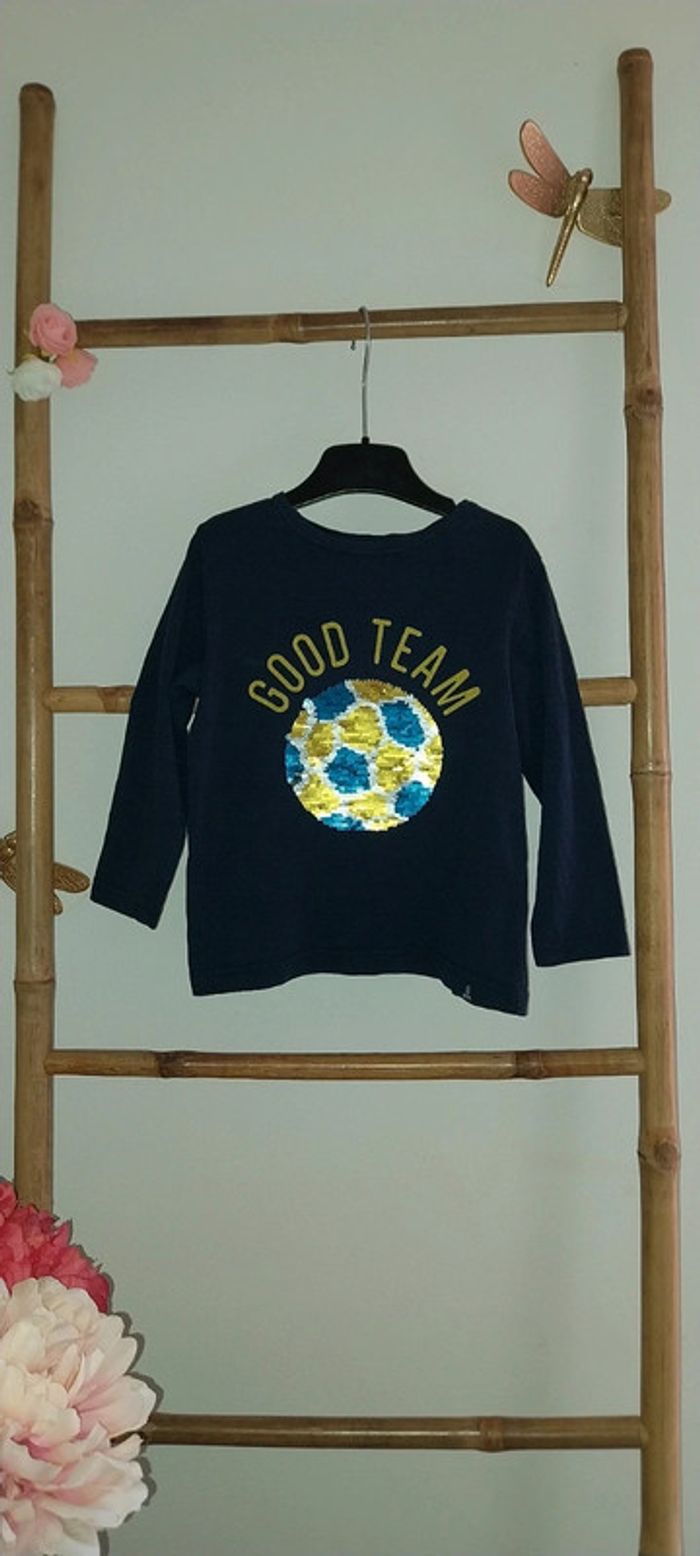 Tshirt manches longues bleu marine Sequins 2 ans by Okaidi Excellent état